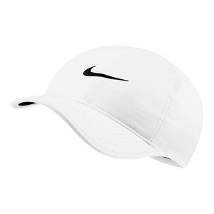 Nike Featherlight Dry Fit Logo Adjustable Back Baseball Hat White One Size EUC